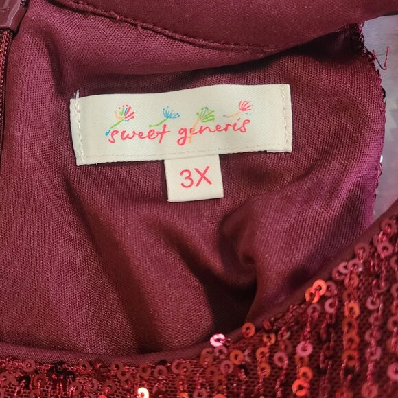 Sweet Generis Ruby Red Beaded Shoulder Sequin Mini Dress NEW 3X Flapper Glam - Picture 5 of 10